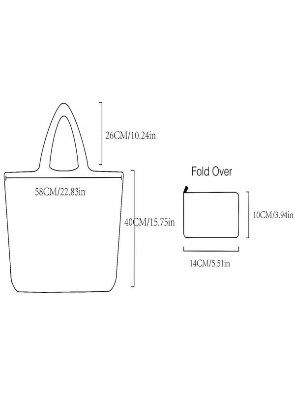 Casual Minimalist Solid Large Capacity Shopping Bag,  Lightweight Matching Portable Bag, Foldable Shoulder Bag for Women