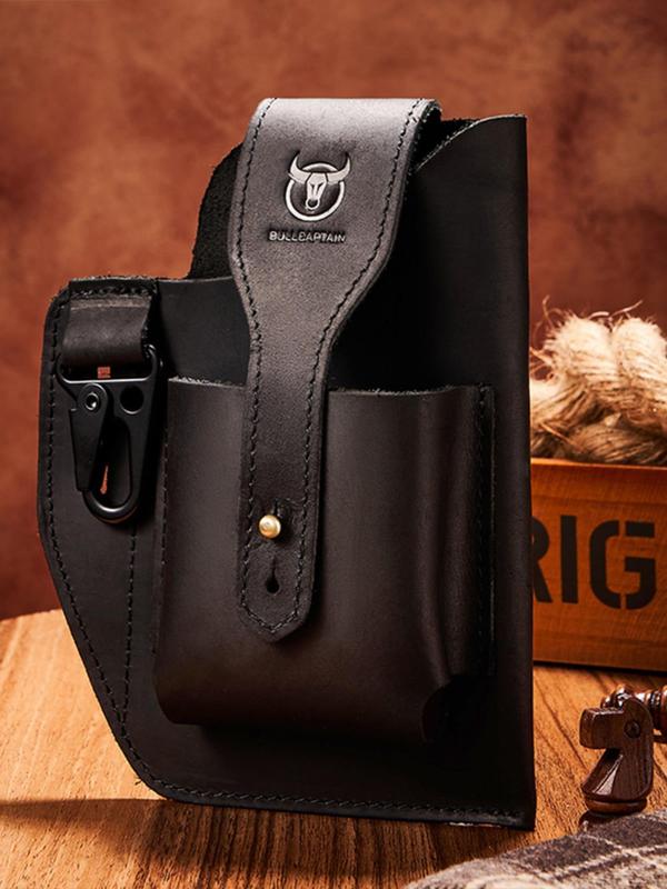 Men's Vintage Solid Color Buckle Belt Bag, Fashion Casual Phone Wallet Bag for Daily Life, Trendy Versatile High-quality Daily Commuting Bag