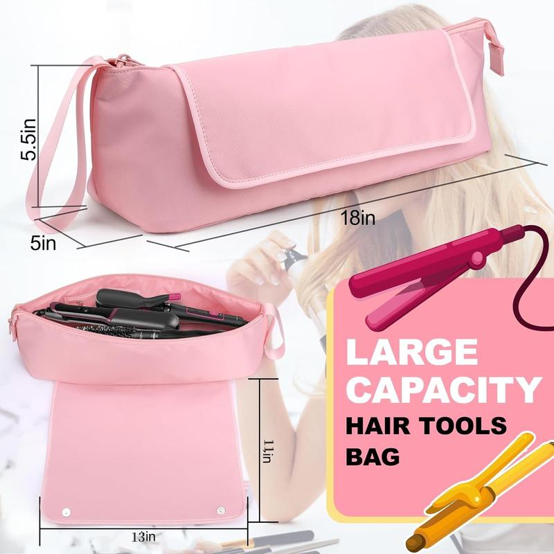 Hair Tools Travel Bag Heat Resistant Mat 2 in 1 Heat Resistant Glove Hair Styling Accessory Organizer and Heat Resistant Mat Haircare Accessories Travel Carrying Case for Straightener Curling Iron Hair Dryer, Portable Organizer Portable Cosmetic