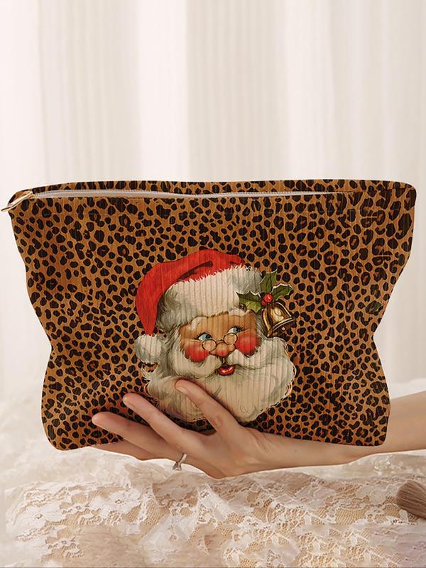 Santa Claus Pattern Makeup Bag, Casual Versatile Storage Bag, Travel Makeup Bag, Suitable for Women and All Kinds of Occasions