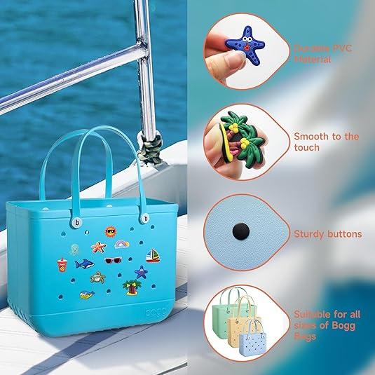 12pcs Charms for Bogg Bag, Accessories for Bogg Bag, PVC Flower Charms for Simply Southern Totes, Insert Decorative for Handbag Beach Tote Bag