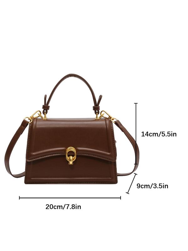 Women's Solid Color PU Leather Crossbody Bag, Fashionable Buckle Decorated Shoulder Bag for Daily Used, Casual Trendy Versatile High-quality Daily Commuting Bag