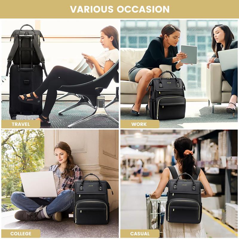 LOVEVOOK Vegan Leather Laptop Backpack with USB Port for Women - College, Business, Work, Teacher, Travel, School Backpack