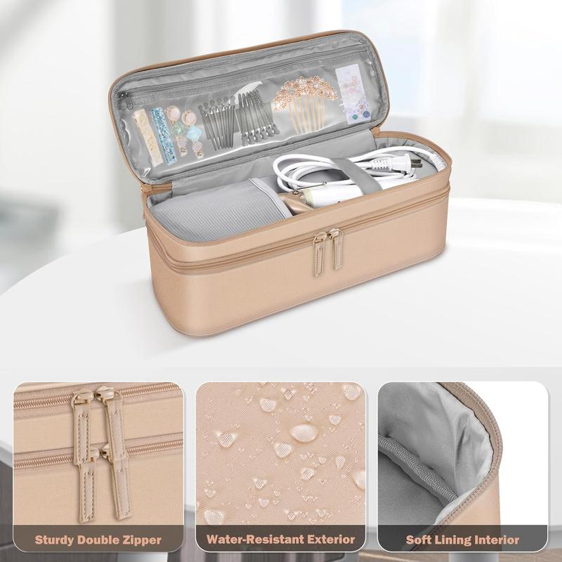 Double-Layer Travel Carrying Case for Shark FlexStyle SmoothStyle, Water Resistant Storage Organizer Bag for Airwrap Styler, One-Step Hair Dryer (Bag Only) (Rose Gold)