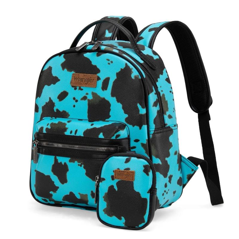 {Live Exclusive Bundle} Mommy and Me Wrangler Cow Print Mini and Full Size Fashion Backpack Set