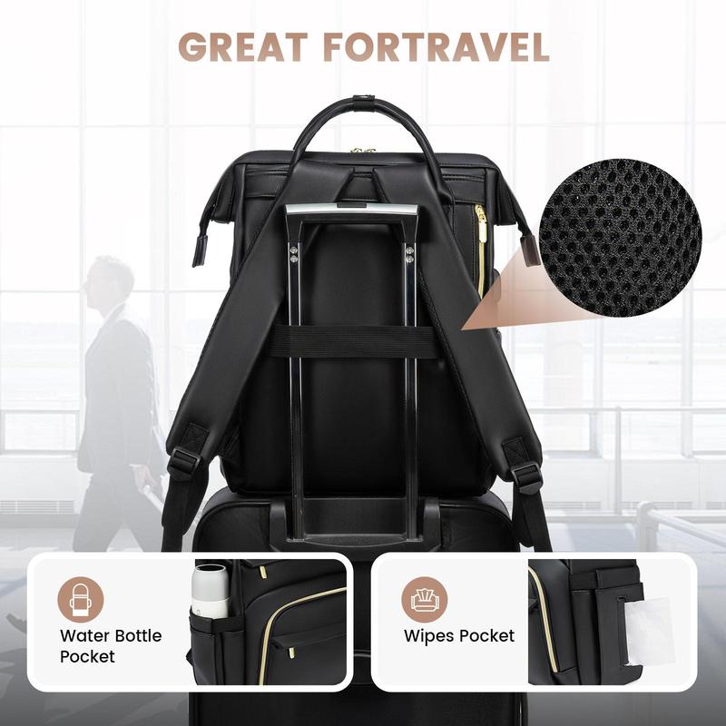 LOVEVOOK Vegan Leather Laptop Backpack with USB Port for Women - College, Business, Work, Teacher, Travel, School Backpack