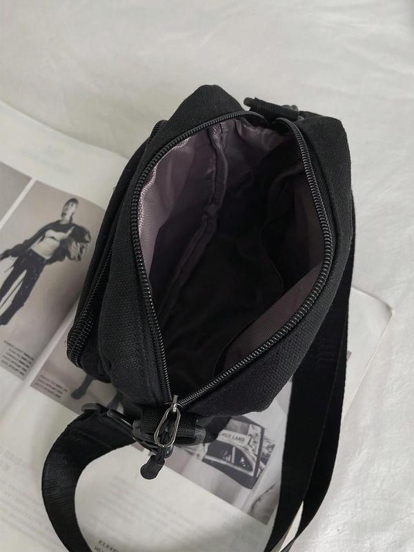 Men's Casual Solid Color Zipper Crossbody Bag, Fashionable Lightweight Crossbody Bag for Daily Used, Casual Trendy Versatile High-quality Daily Commuting Bag