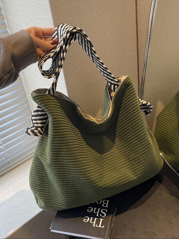 Women's Solid Color Tote Bag, Large Capacity Shoulder Bag for Daily Commute, Casual Trendy Versatile High-quality Daily Commuting Bag, Girl Fashionable Shopping Bag