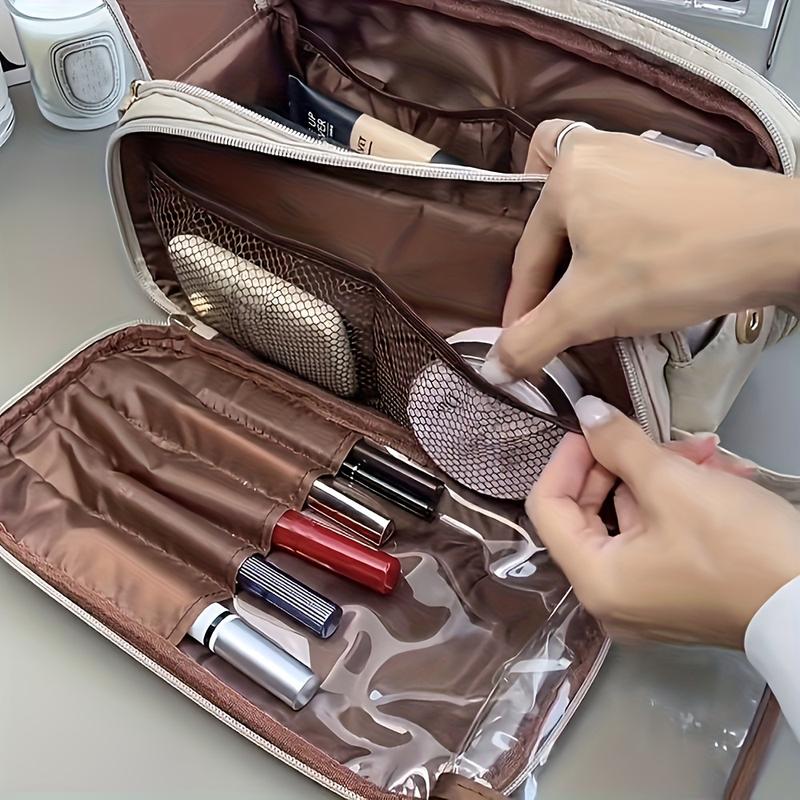 Women's Multifunctional Cosmetic Bag Large Capacity Portable Travel Makeup Brush Toiletries Storage Bag