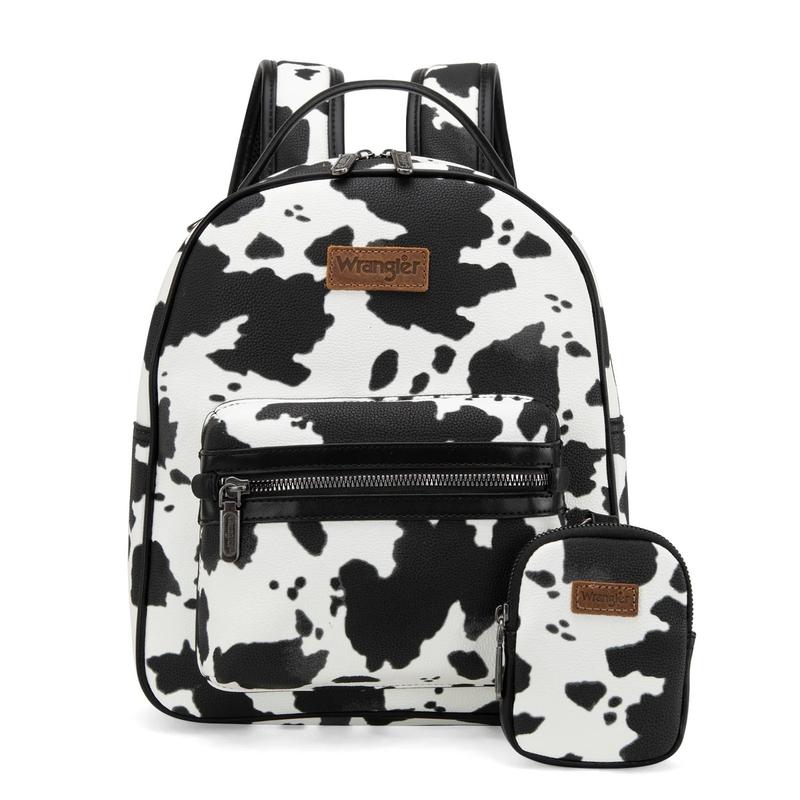 {Live Exclusive Bundle} Mommy and Me Wrangler Cow Print Mini and Full Size Fashion Backpack Set