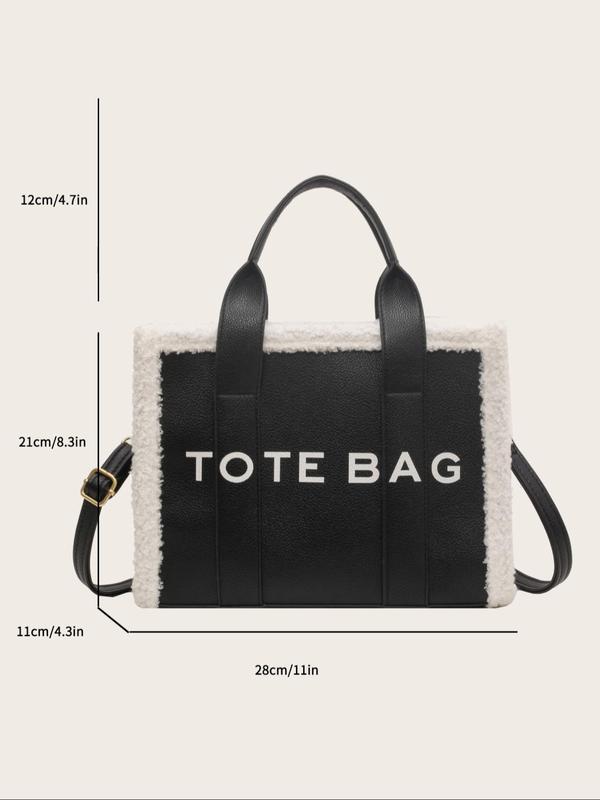 Fashion Colorblock Letter Pattern Tote Bag, Casual PU Shoulder Bag for Women, Trendy All-match Crossbody Bag for Daily Use, Stylish Designer Bag for Daily Life