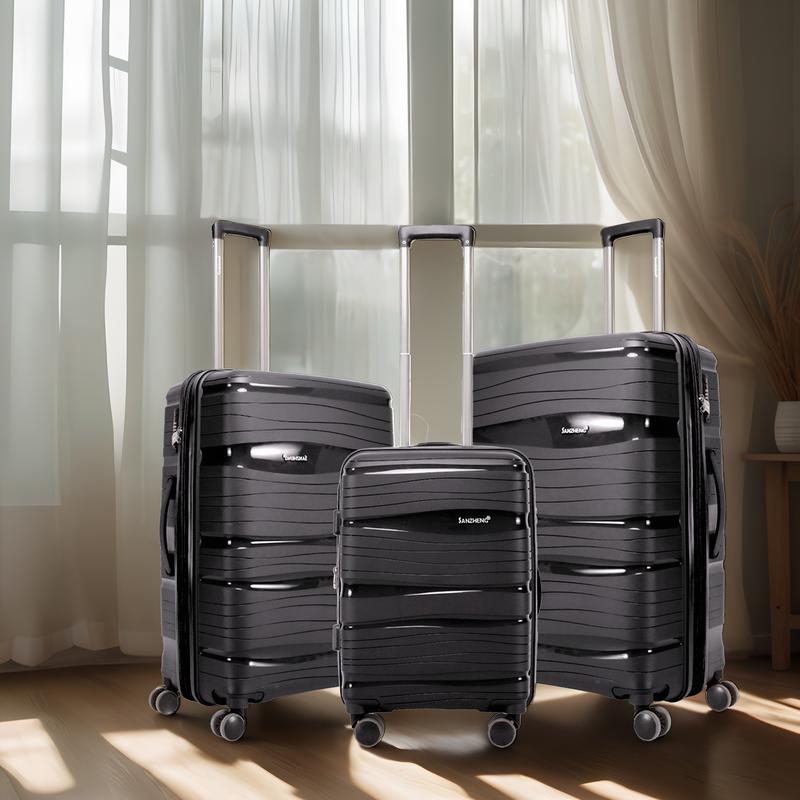 Luggage Set  3-Piece Hardside Expandable 25% more space 100% PP Suitcase with Double Spinner Wheels TSA Lock–  20inch 24inch 30inch PP-Z08-3 EXPANDABLE