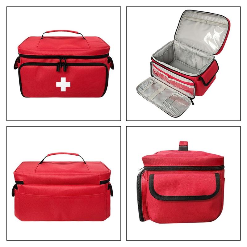 Medicine Organizer Storage Bag Empty, Home Health Nurse Bag, Pill Bottle Organizer Box, Medication First Aid Travel Bag for Nurses,Red