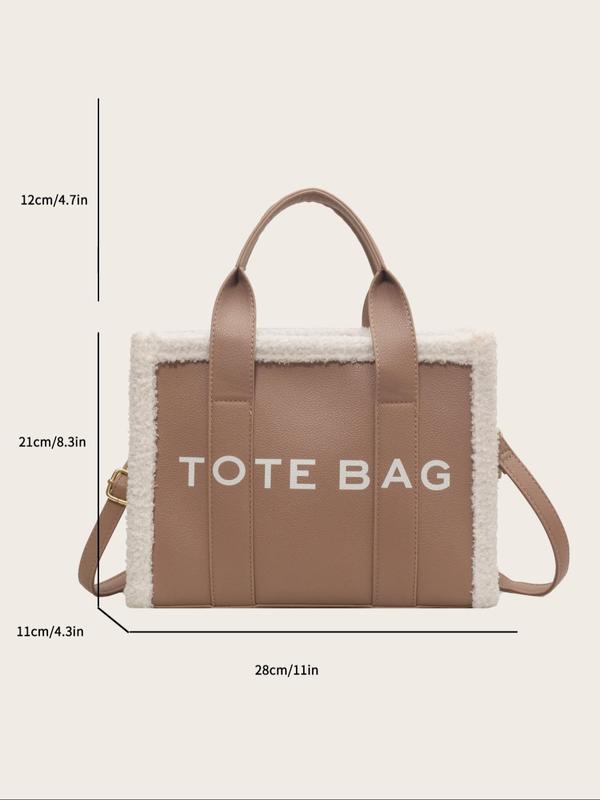 Fashion Colorblock Letter Pattern Tote Bag, Casual PU Shoulder Bag for Women, Trendy All-match Crossbody Bag for Daily Use, Stylish Designer Bag for Daily Life