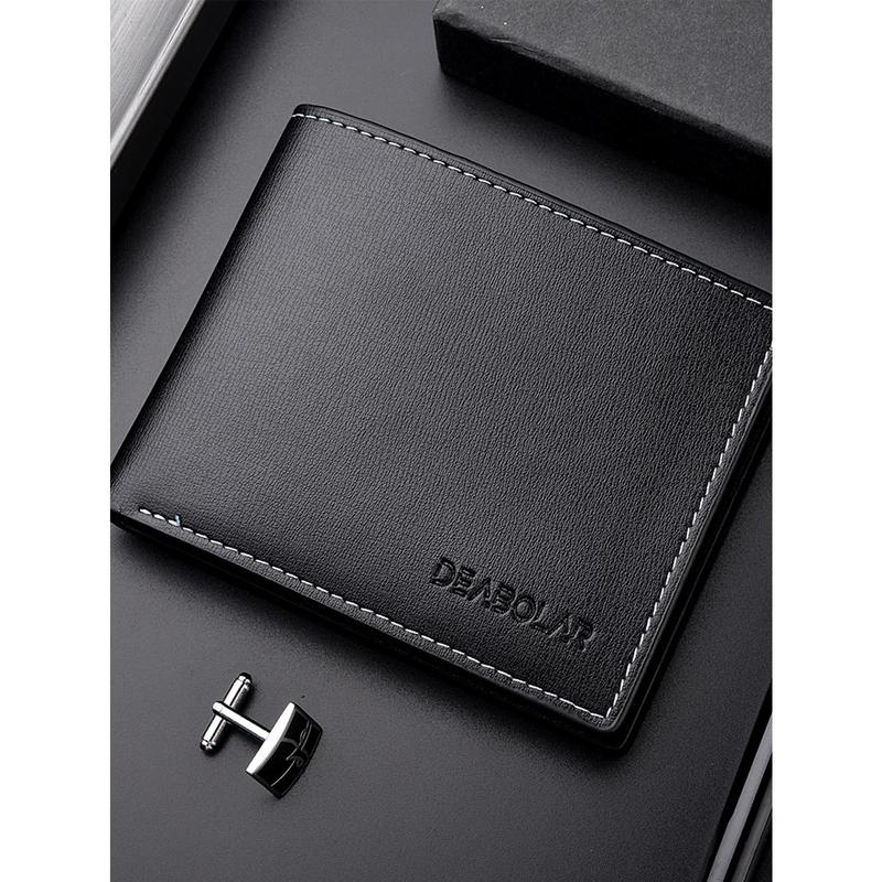 Men Letter Graphic Small Wallet Credit Card Small Purse ID Window Bi-Fold Men Wallet Dad Gifts Mini Leather Bi-Fold ID Card Money Cash Minimalist Fashion Modern Business Anniversary On Valentine Day For Birthday Gift Men Male Portable Money Cash For Male