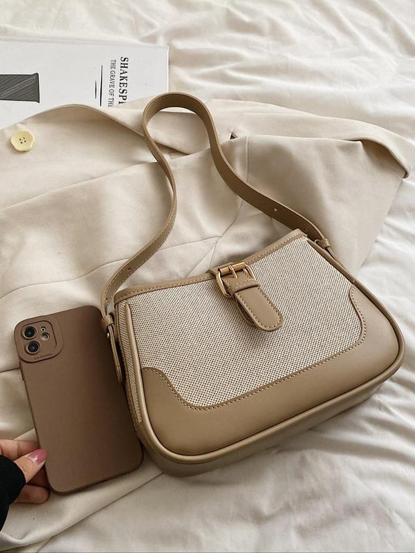 Women's Fashion Colorblock Shoulder Bag, Casual Versatile Shoulder Bag for Daily Used, Trendy High-quality Daily Commuting Bag, Girl Fashion Shopping Bag