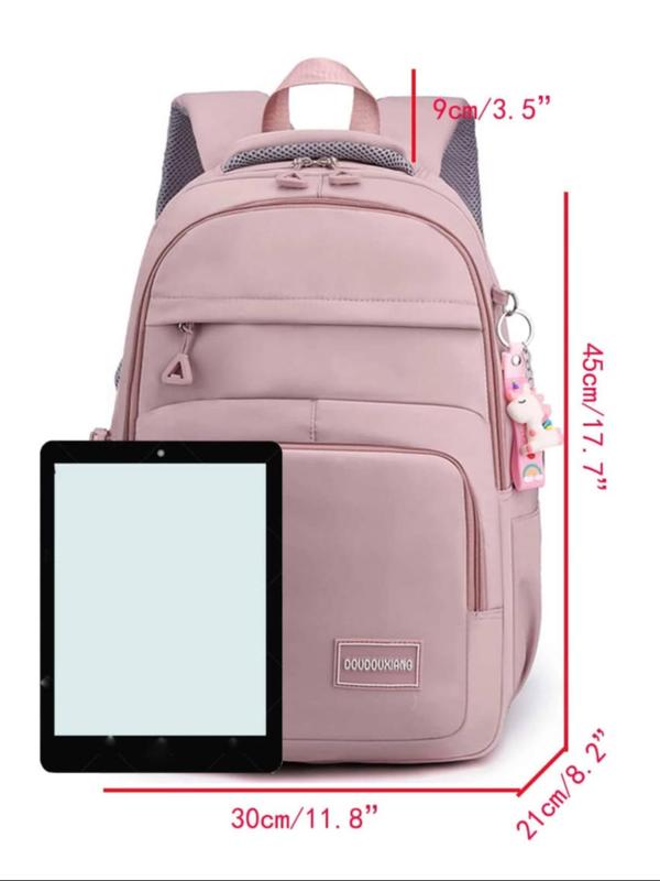 Women's Lightweight Large Capacity Backpack with Cute Unicorn Charm,  Backpacks for School, Minimalist Versatile School Backpack for Teen Girls, All-match Backpack for School, for Fall Outfits Fall Freshness