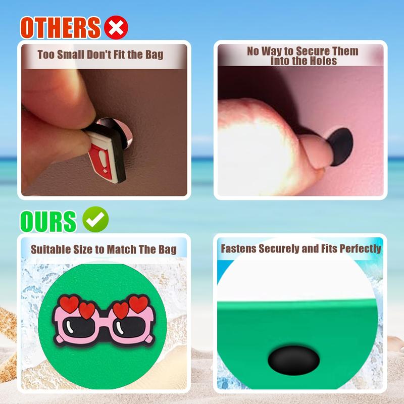 Rubber Beach Bag Accessories Charms for Summer Bag decorations for differents ornament with 0.5'' dia Hole-5 Pack