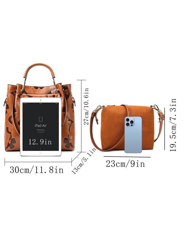 Women's Fashionable Floral Pattern Large Capacity Handbag & Crossbody Bag, Casual Versatile Shoulder Bag & Crossbody Bag, Trendy Daily Commuting Bag, Girl Fashionable Shopping Bag