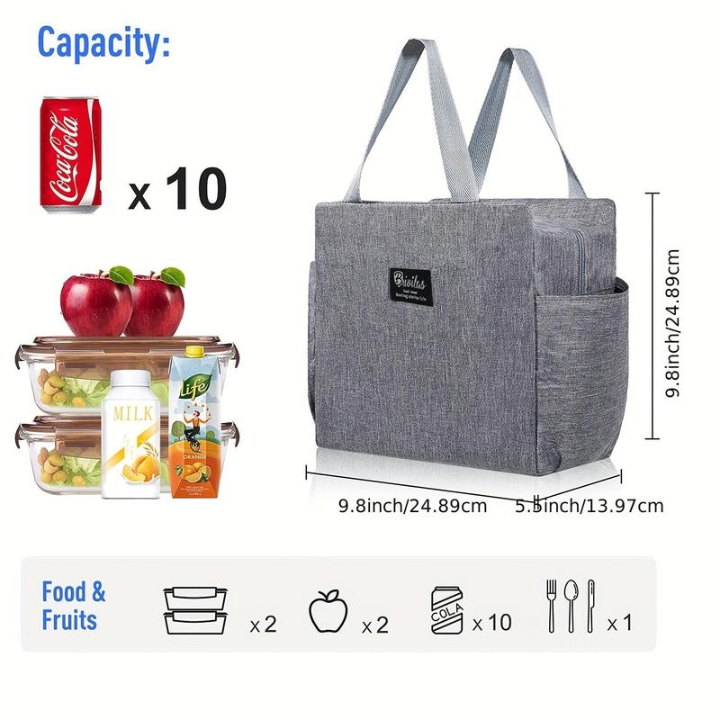 Large Capacity Cooler Bag, 1 Count Waterproof Portable Zipper Lunch Bag, Outdoor Picnic Food Storage Bag