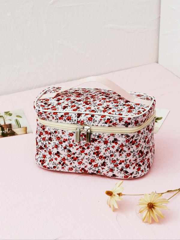 Ditsy Floral Print Makeup Bag,  Large-capacity Cosmetic Bag, Portable Travel Bag, Fashion Versatile Storage Bag for Women & Girls