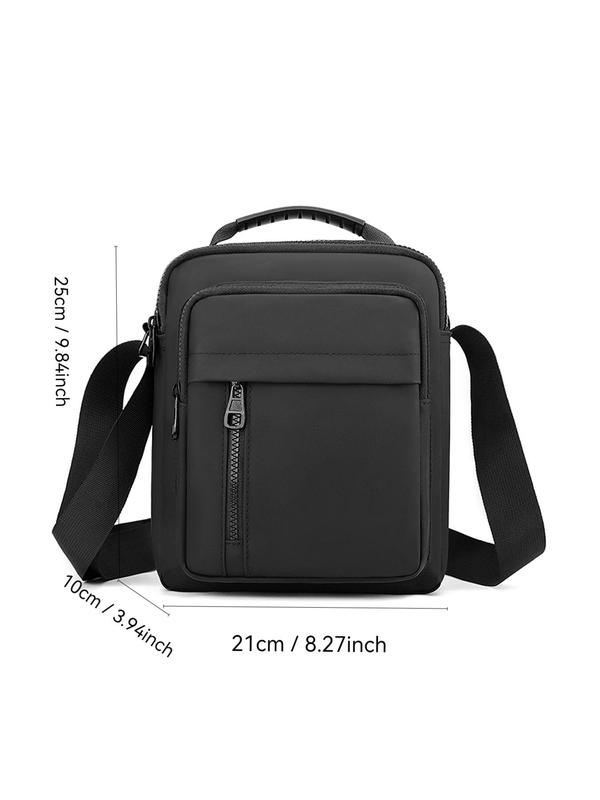 Men's Casual Solid Color Zipper Crossbody Bag, Fashionable Shoulder Bag for Daily Used, Casual Trendy Daily Commuting Bag