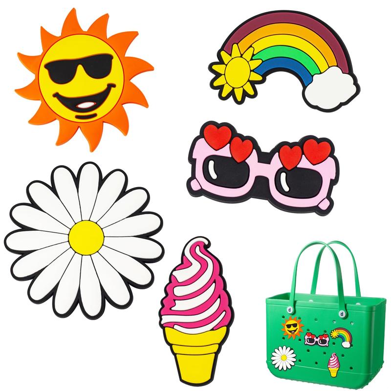 Rubber Beach Bag Accessories Charms for Summer Bag decorations for differents ornament with 0.5'' dia Hole-5 Pack