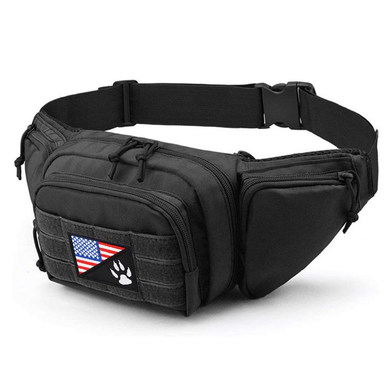 High-Quality Summer Waist Bag for Men and Women with MOLLE System and USA Flag Patch for Dog walking Nylon