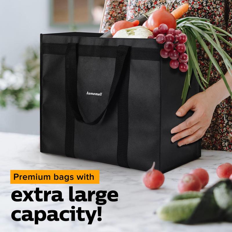 Homemell Heavy Duty Reusable Grocery Bags, Extra Large Collapsible Tote Holds 100 LBS, Extra-Strength Premium Material