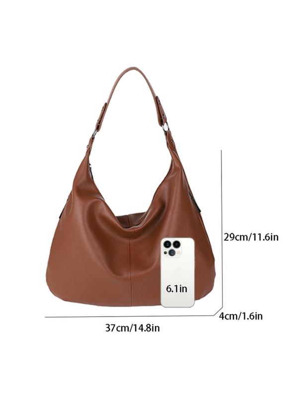 Women's Solid Color Shoulder Bag, Fashionable Large Capacity Tote Bag for Daily Used, Casual Trendy Versatile High-quality Daily Commuting Bag