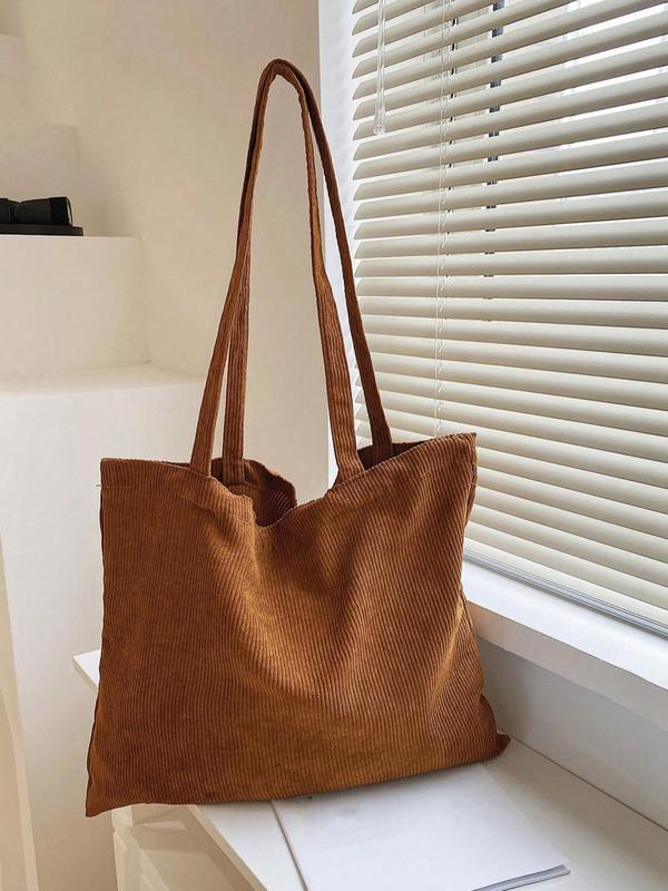 Minimalist Plain Textile Tote Bag for Women, Summer Fashionable Large Capacity Shoulder Bag, Casual Versatile Shopping Bag for Daily Use