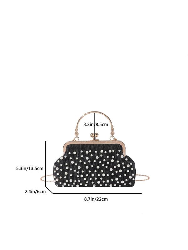 Women's Summer Elegant Faux Pearl Decorated Evening Bag, Fashionable Flap Shoulder Bag for Party, Exquisite Bag for Birthday Gift for Women & Girls