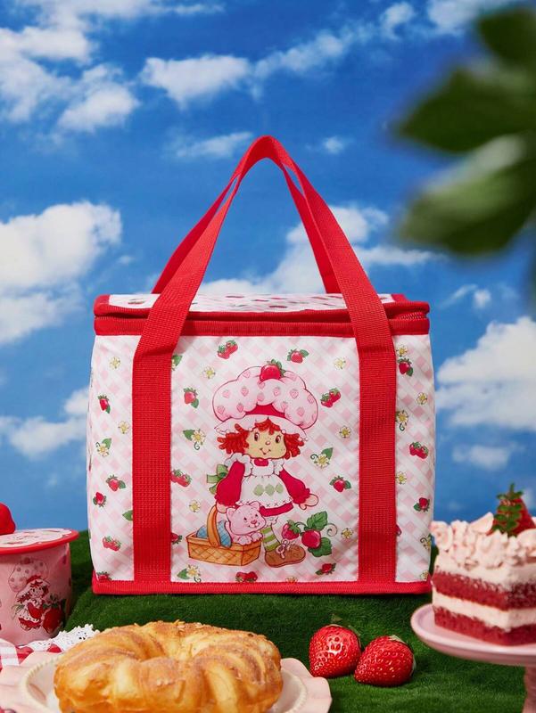 Strawberry Shortcake X SHEIN Cute Strawberry Printed RPET Thermal Insulated Lunch Bag