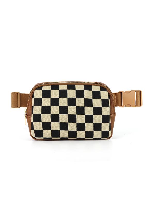 Fashionable Checkerboard Pattern Chest Bag, Casual Versatile Zipper Belt Bag for Women, Trendy All-match Sling Bag for Daily Use