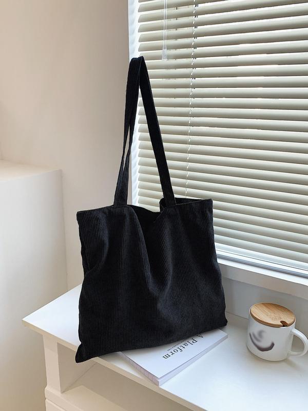 Minimalist Plain Textile Tote Bag for Women, Summer Fashionable Large Capacity Shoulder Bag, Casual Versatile Shopping Bag for Daily Use