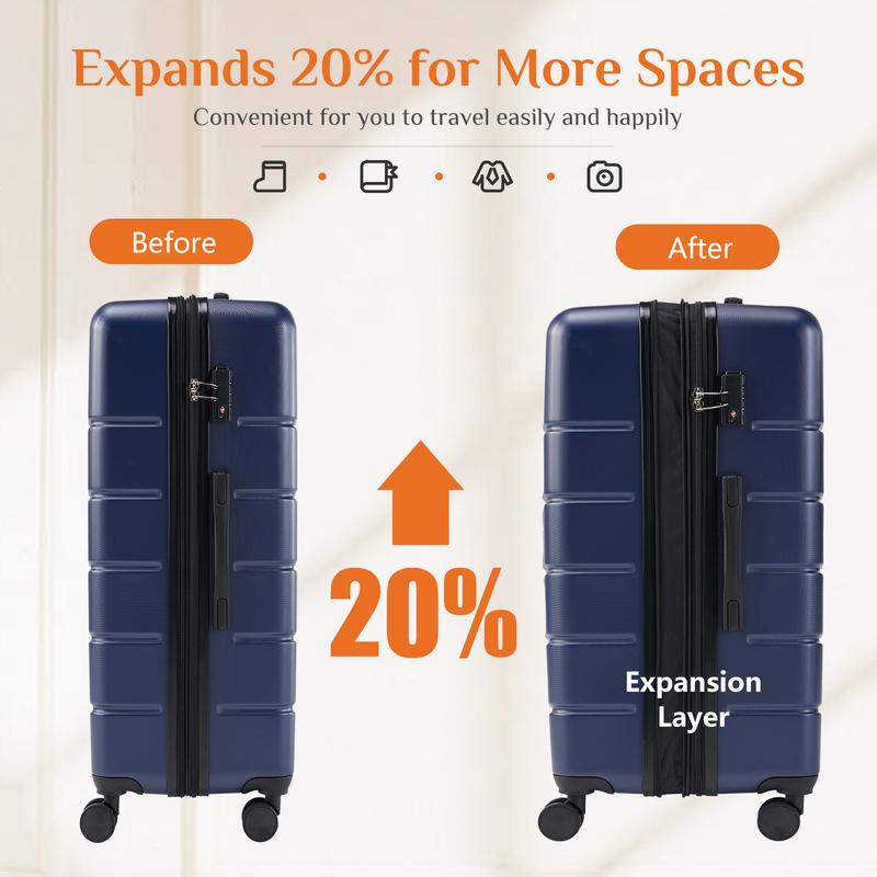 Crfted Comforts Hardside Luggage with Dual Spinner Wheels - Lightweight Expandable Carry-On Suitcase