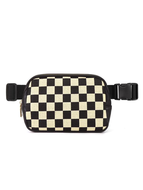 Fashionable Checkerboard Pattern Chest Bag, Casual Versatile Zipper Belt Bag for Women, Trendy All-match Sling Bag for Daily Use