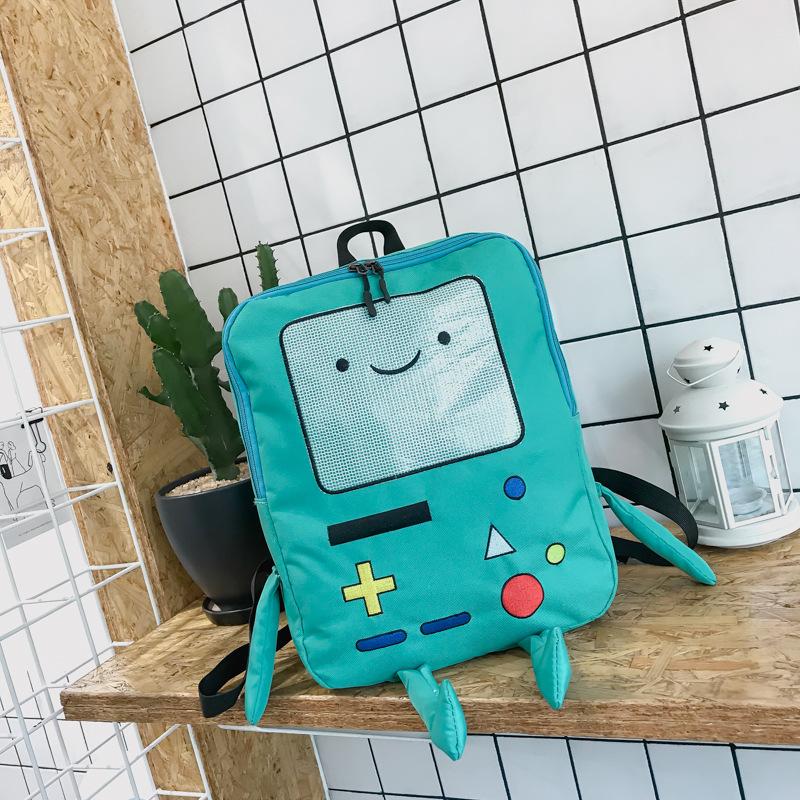 Kawaii Adventure Time Bag Cute Cartoon BMO Backpack Leisure Daily Backpack Travel Green Anime Backpack Mini Backpacks for Men Women