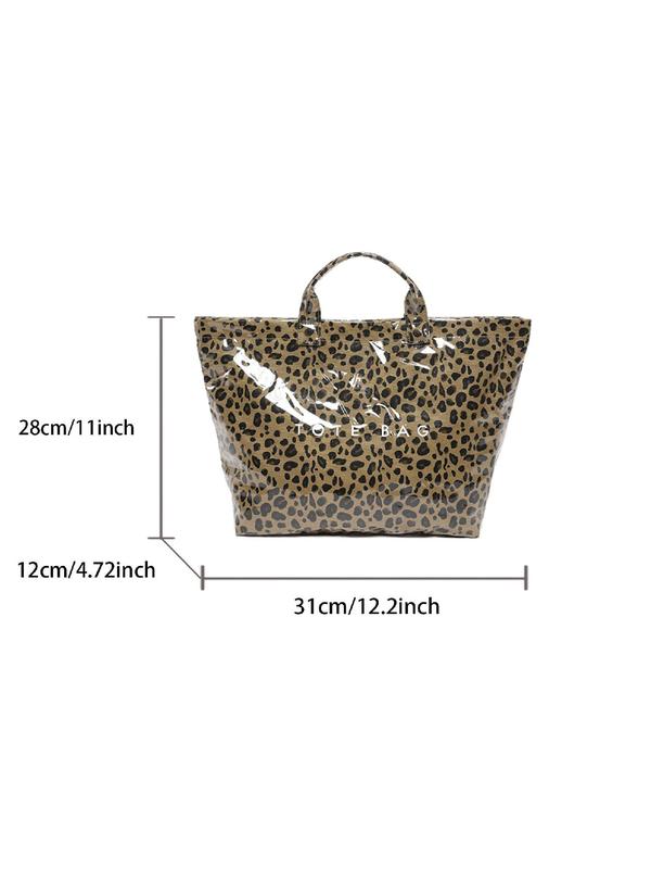 Fashion Leopard Pattern Tote Bag, Casual Large Capacity Shoulder Bag for Women, Trendy All-match Bag for Daily Commute Use