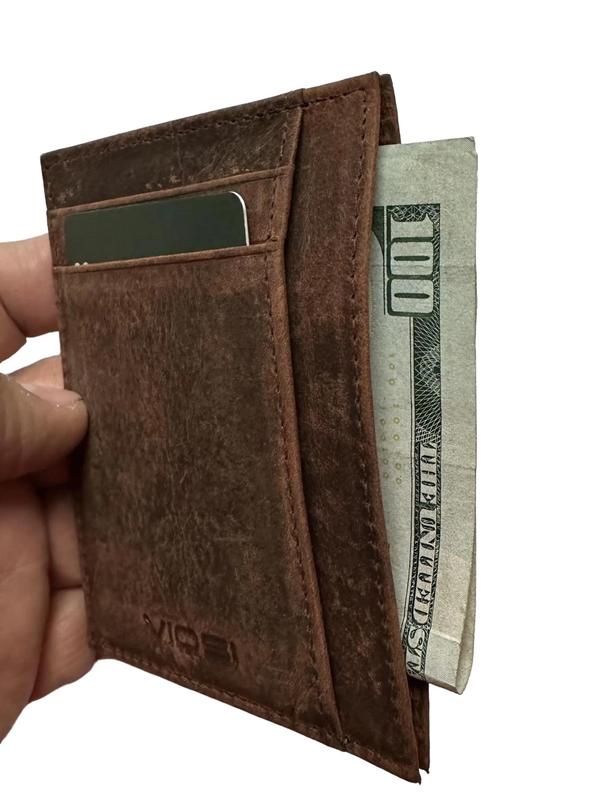 Pocket Wallet RFID Blocking Thin Leather Card Case   Brown