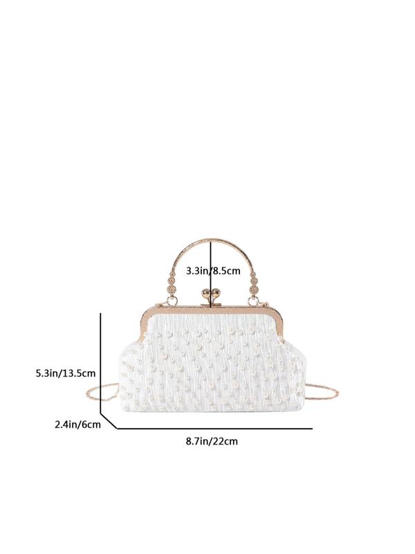 Women's Summer Elegant Faux Pearl Decorated Evening Bag, Fashionable Flap Shoulder Bag for Party, Exquisite Bag for Birthday Gift for Women & Girls