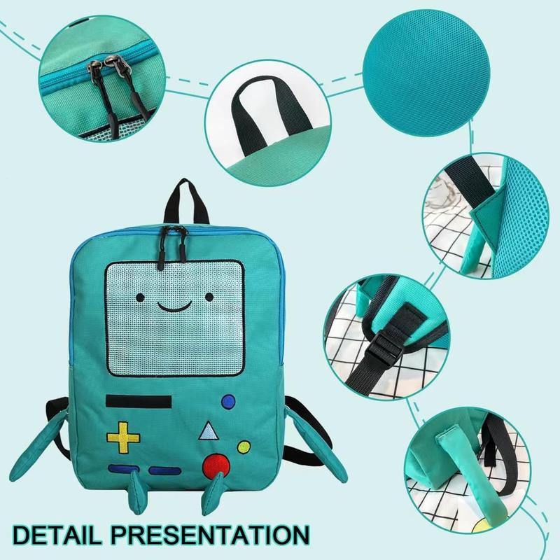 Kawaii Adventure Time Bag Cute Cartoon BMO Backpack Leisure Daily Backpack Travel Green Anime Backpack Mini Backpacks for Men Women