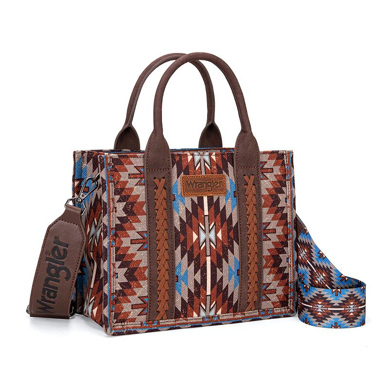 Wrangler Whipstitch Southwestern Pattern  Dual-Sided Print Tote Bag