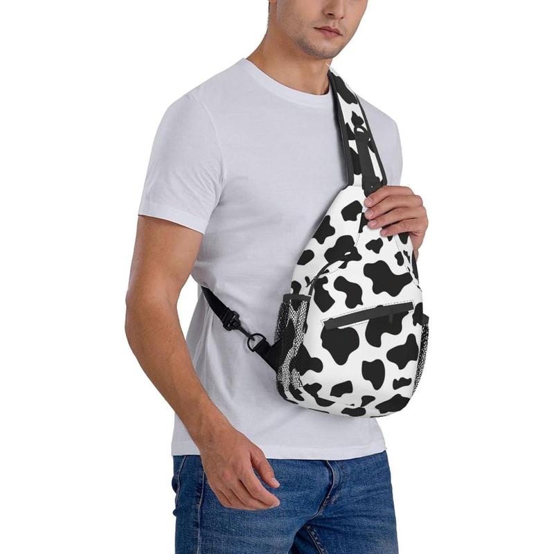 Cute cow print sling backpack cow cross bag women travel hiking chest bag daypack one size