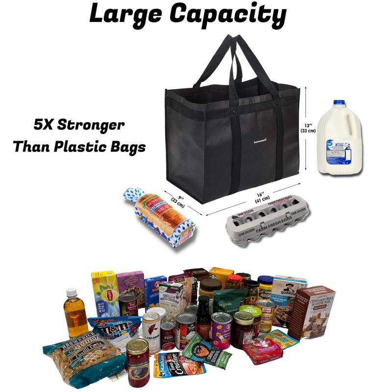 Homemell Heavy Duty Reusable Grocery Bags, Extra Large Collapsible Tote Holds 100 LBS, Extra-Strength Premium Material