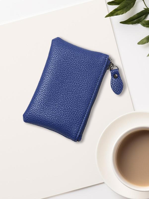 Simple Plain Pu Leather Zipper Coin Purse, Portable Lightweight Coin Purse, Casual Small Wallet For Men And Women