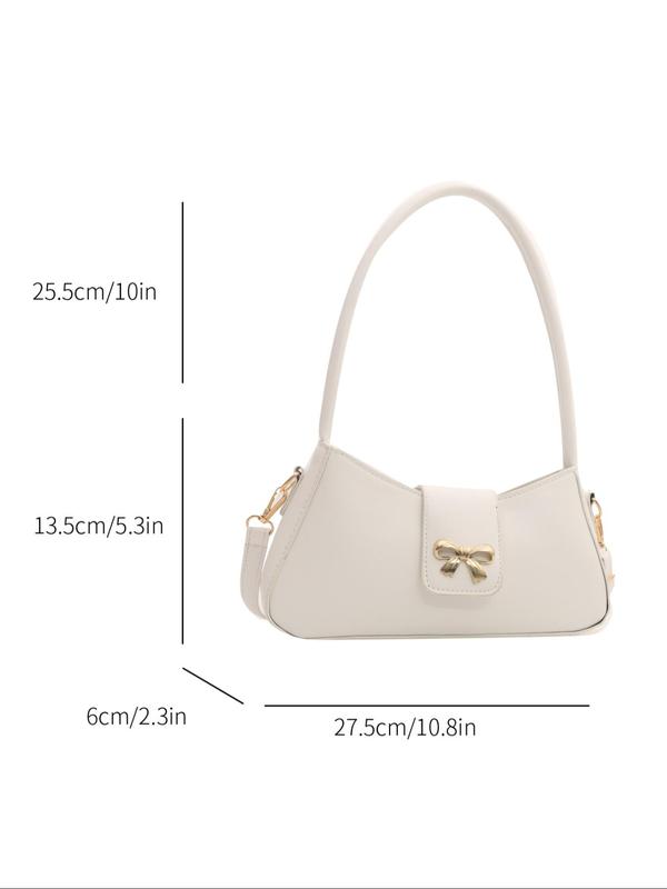 Women's Bow Decor Shoulder Bag, Casual Versatile Solid Color Underarm Bag for Daily Used, Trendy High-quality Daily Commuting Bag, Girl Fashion Shopping Bag