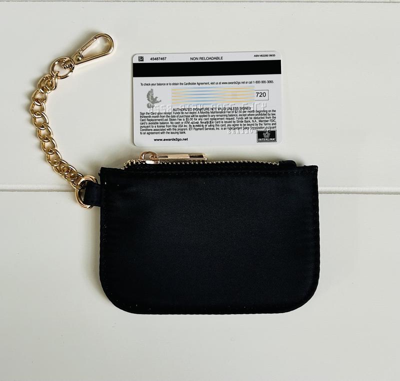 Black Wallet Card Holder with Silicone Keychain Bracelet