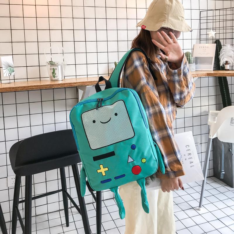 Kawaii Adventure Time Bag Cute Cartoon BMO Backpack Leisure Daily Backpack Travel Green Anime Backpack Mini Backpacks for Men Women