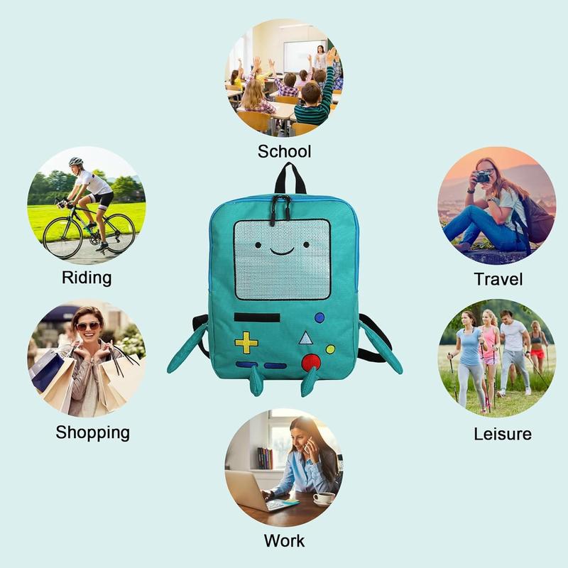 Kawaii Adventure Time Bag Cute Cartoon BMO Backpack Leisure Daily Backpack Travel Green Anime Backpack Mini Backpacks for Men Women